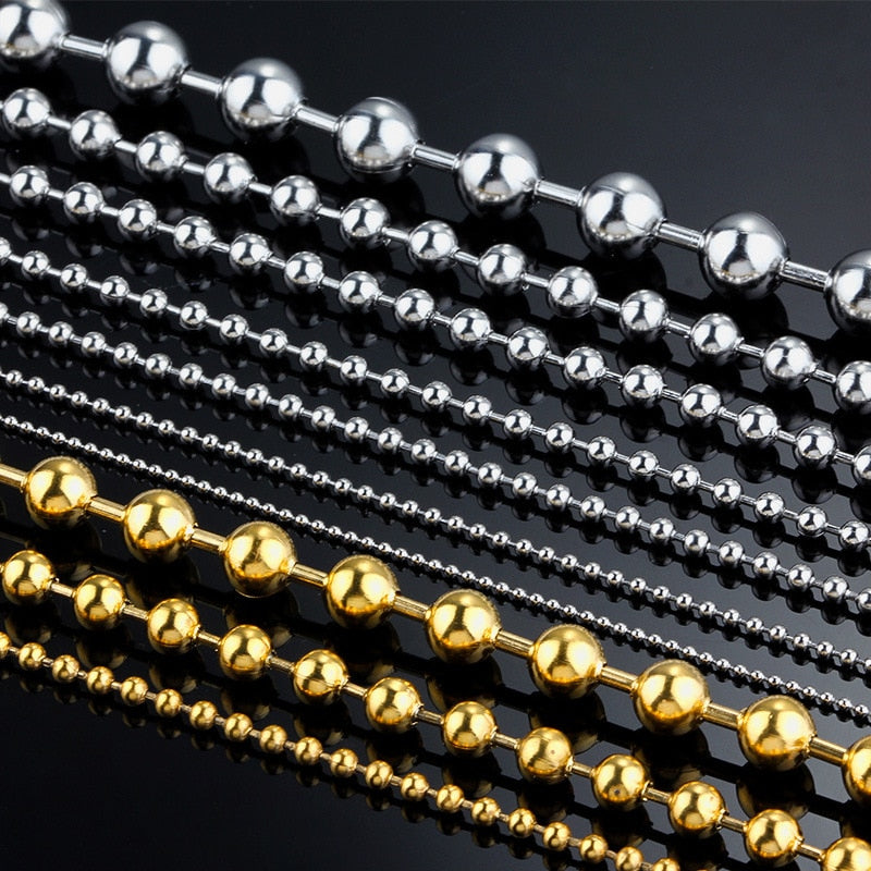 3/6/8mm Stainless Steel Ball Bead Necklaces For Women Men Gold/Silver Color Met image 10