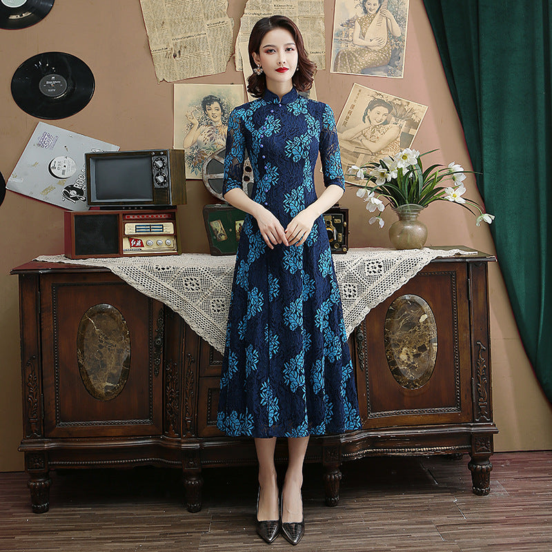 Chinese loose Ao Dai cheongsam dress Plus size improved daily cheongsam Chines image 2