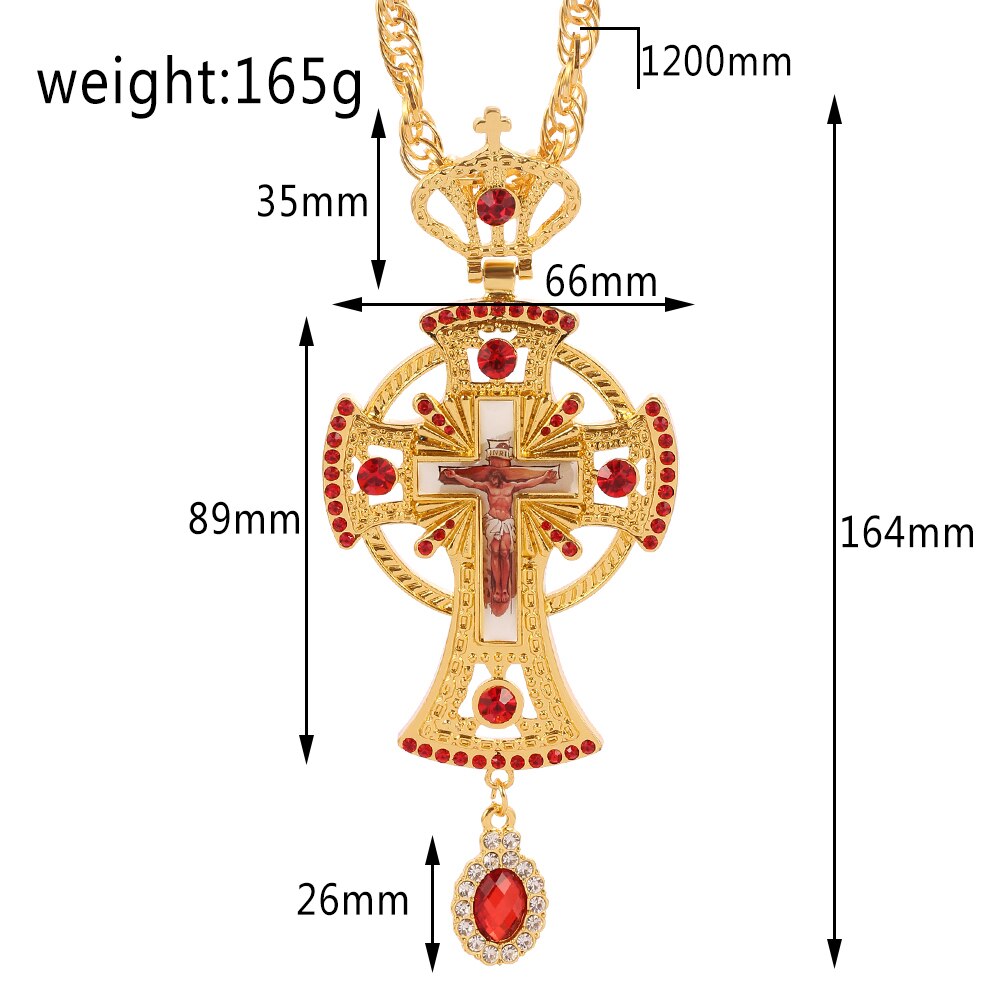 Cross Pectoral Christian Church Golden Long Chain Necklace 120 cm Priest image 1