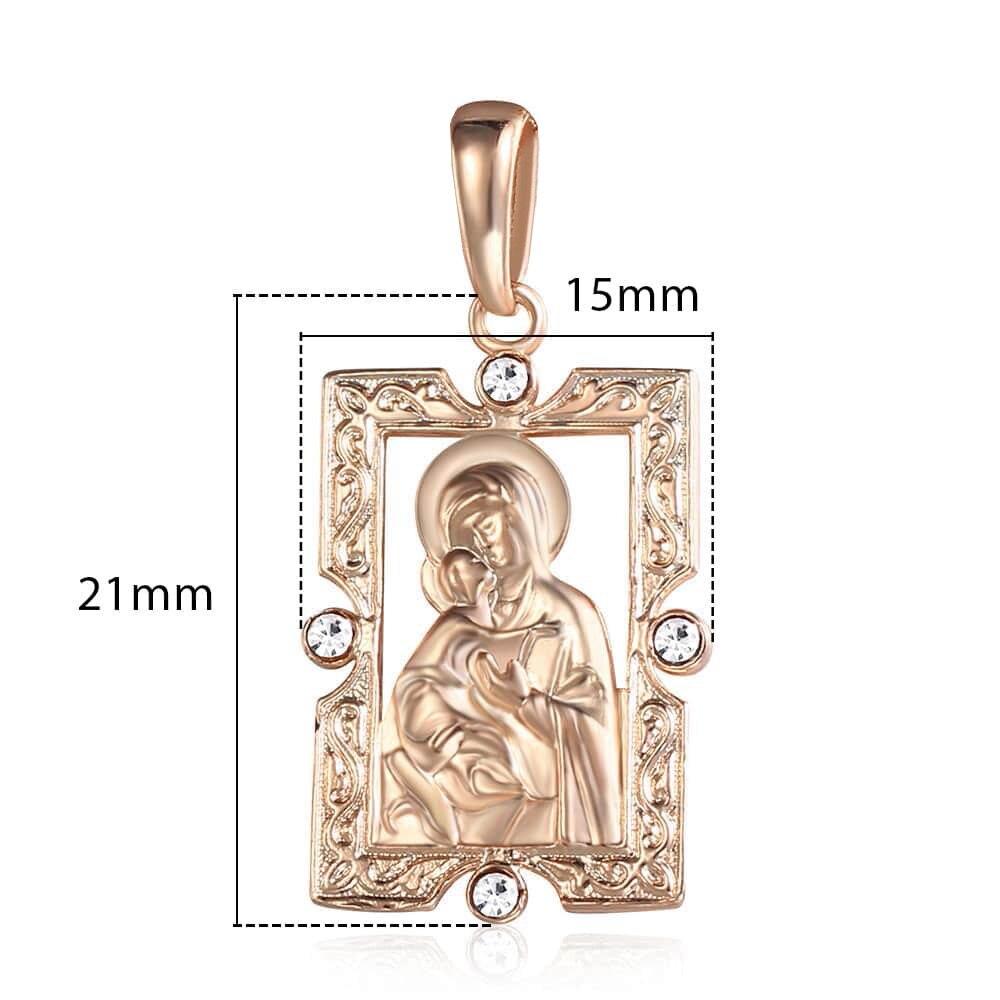 Virgin Mary Pendant 585 Rose Gold Color Necklace For Women Men Prayer Jesus image 4