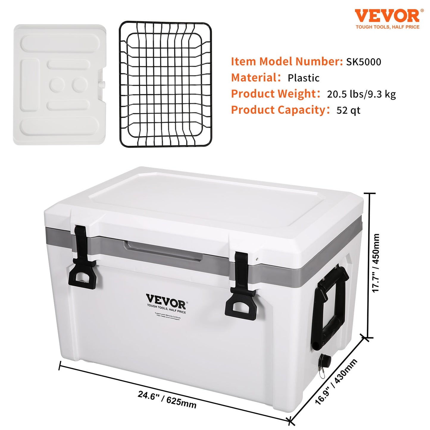 VEVOR 25/33/45/52QT Portable Hard Cooler Fully Insulated Ice Chest Cooling Box image 3
