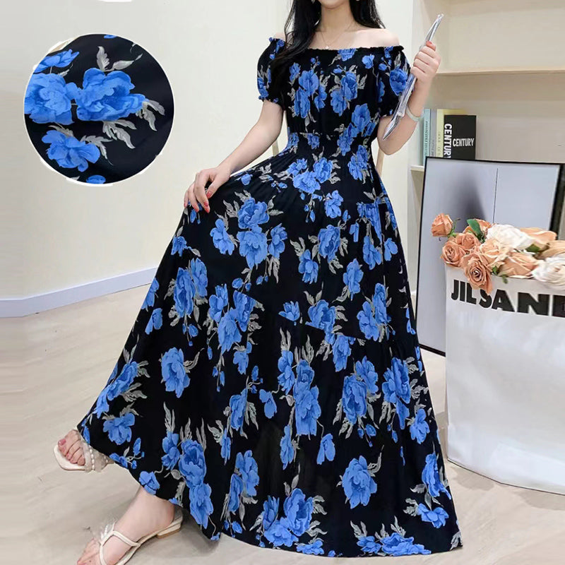 Bohemian Summer Trendy New Elegant Retro Vintage Midi Dress Large Swing Print E image 12