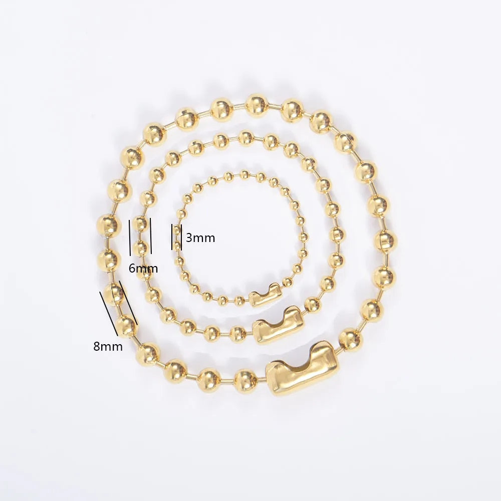 3/6/8mm Stainless Steel Ball Bead Necklaces For Women Men Gold/Silver Color Met image 11