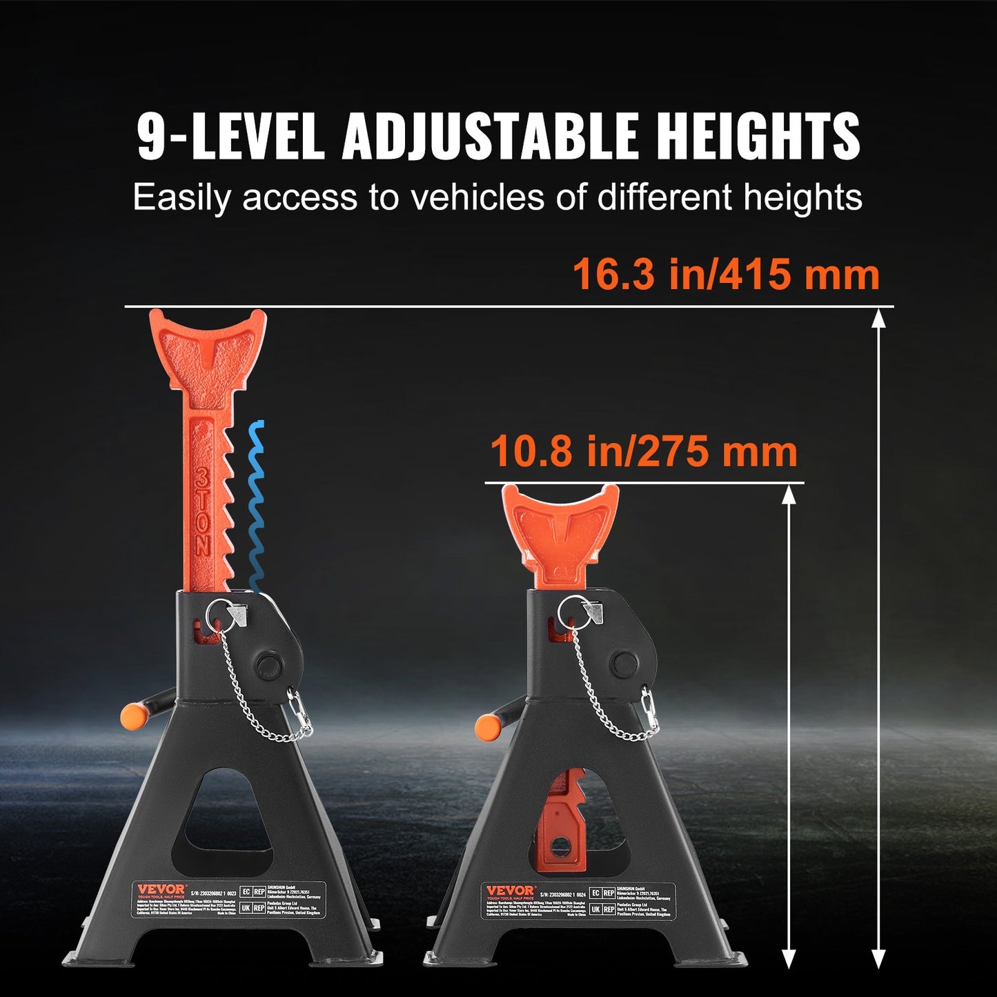 VEVOR Jack Stands 3/6 Ton (6000/12000 lbs) Capacity Car Jack Stands Double Lock image 6