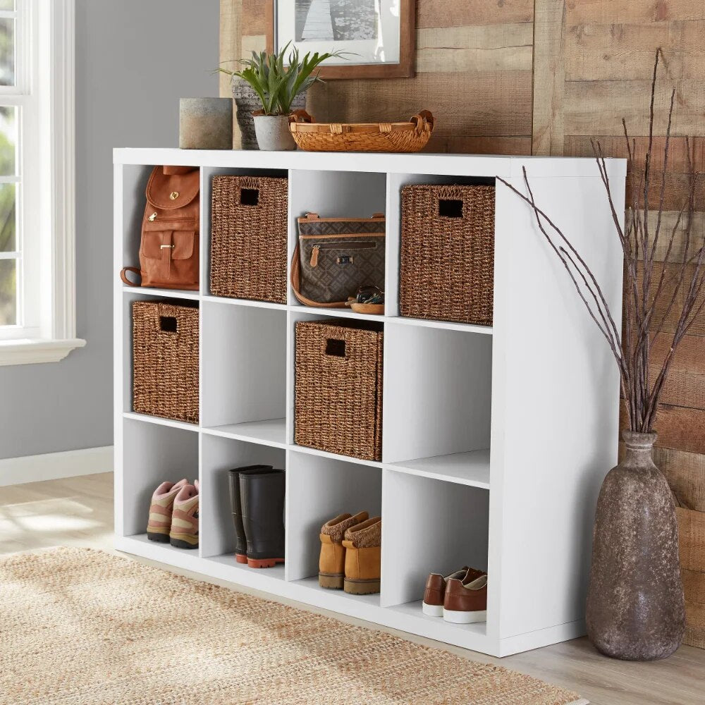 12-Cube Storage Organizer, White Texture furniture Living room cabinet image 2