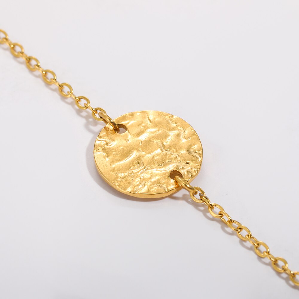 Stainless Steel Gold Color Bracelet Irregular Grain Circle Brace Lace Bohemian image 4
