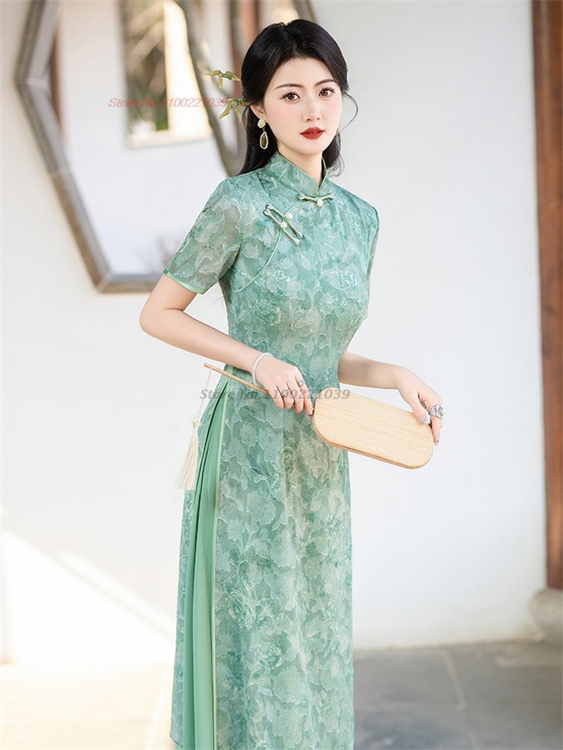 2024 vietnam aodai dress improved cheongsam vietnam traditional dress national image 4