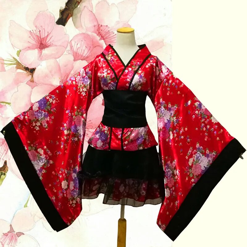 Women Japanese Kimono Set Fancy Girls Lolita Maid Dress Halloween Stage Sh image 4