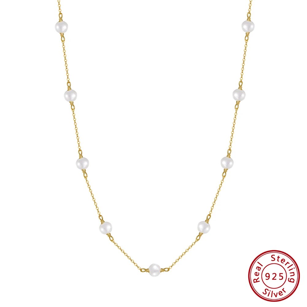 EFFIE QUEEN 14K Gold Plated Natural Baroque Pearl Choker Necklace for Women 925 image 3