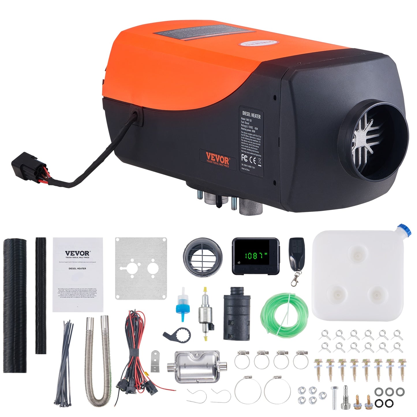 VEVOR 2/5/8KW Car Heater Diesel Air Heater 12V With Silencer Remote Control Tru image 1