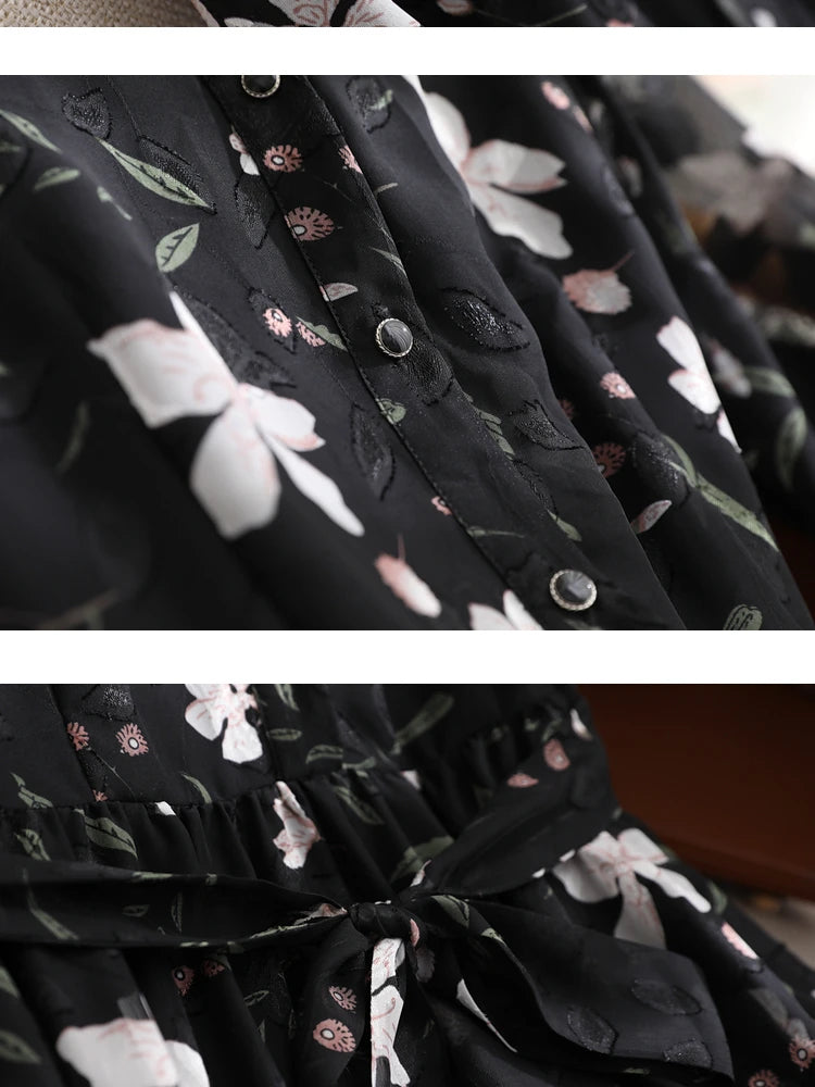 Vimly Chiffon Floral Dress for Women 2024 Spring Vacation Outfit Elegant Vintag image 5