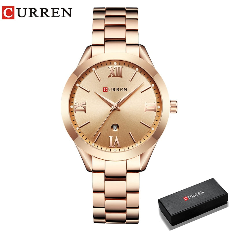 CURREN Gold Watch Women Watches Ladies 9007 Steel Women's Bracelet Watches Fema image 2