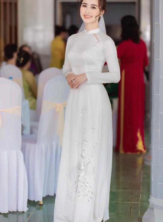 Vietnam Ao dai Cheongsam Wedding Dress Women White Stage Include Pants image 0