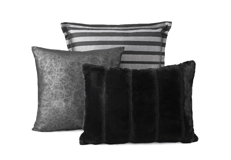 Mainstays Midnight 7-Piece Black Striped Woven Comforter Set, Full/Queen image 2