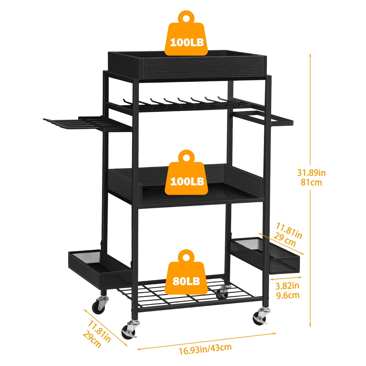 Power Tool Organizer Storage Cart with Charging Station, Garage Tool Box,Practi image 4