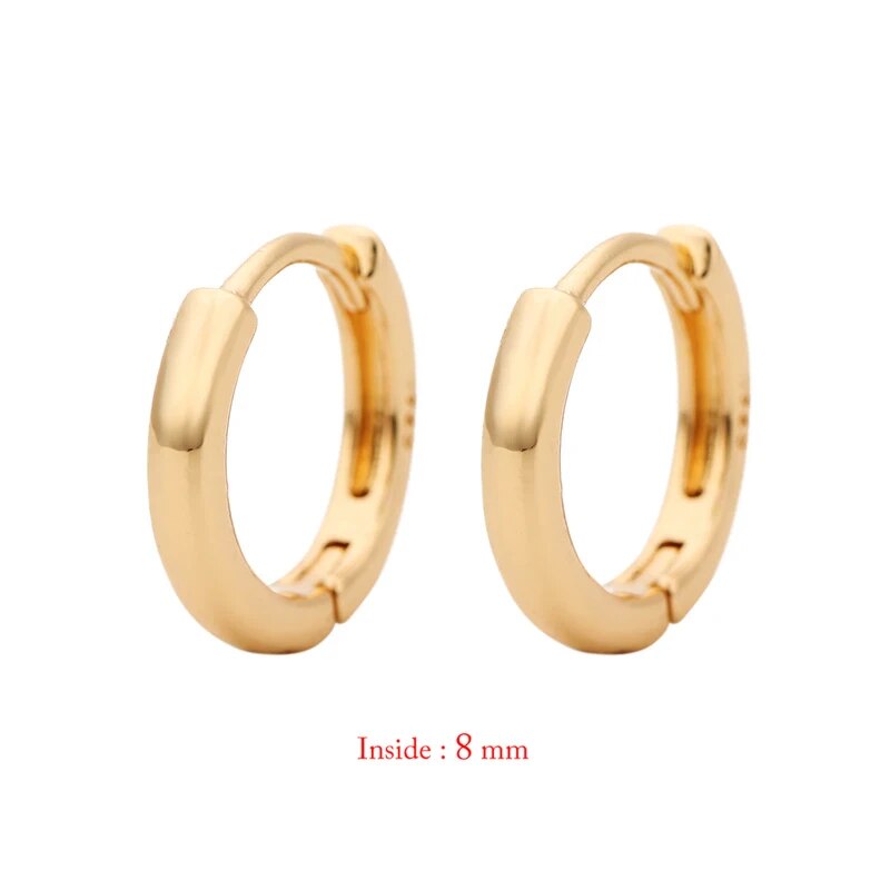 1Pair Single Minimal Gold Color Tiny Cartilage Hoop Earrings Stainless Steel Tr image 1