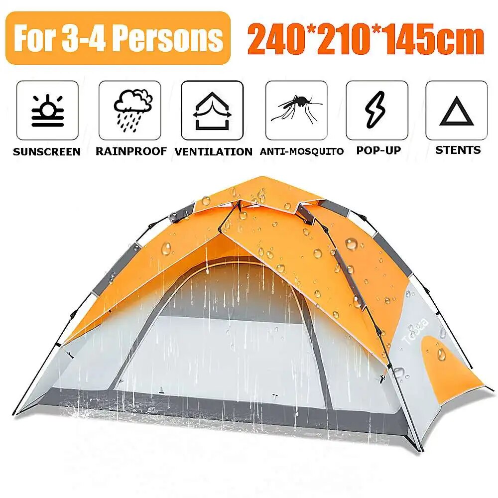 4 Person Automatic Camping Tents Family Outdoor Instant Setup Tent 4 Season Win image 1
