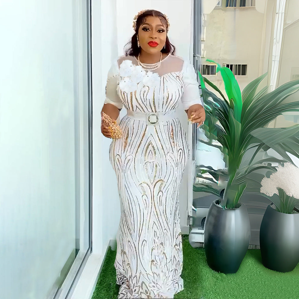 Plus Size African Party Dresses for Women Dashiki Ankara Sequin Wedding Evening image 5
