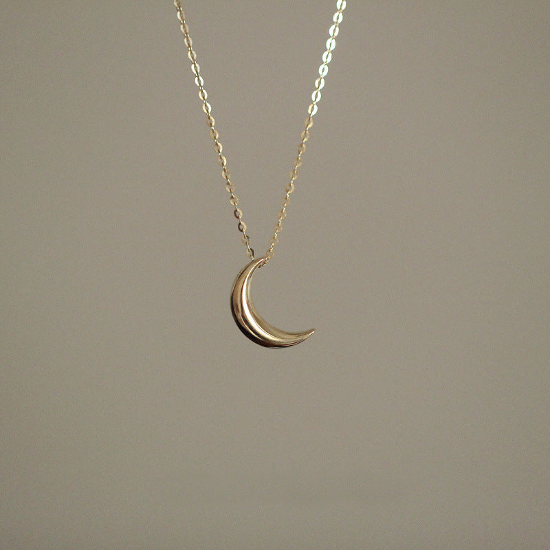 S925 sterling silver plated 14K gold necklace light plate small moon elegant en image 5