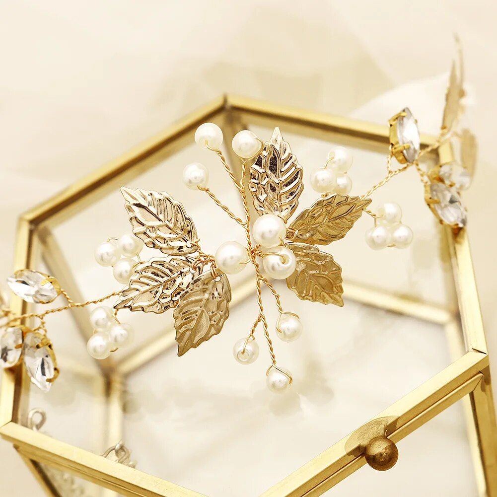 Jewelry Crystal Wedding European and American bridal garter Gold Leaf Wedding D image 4