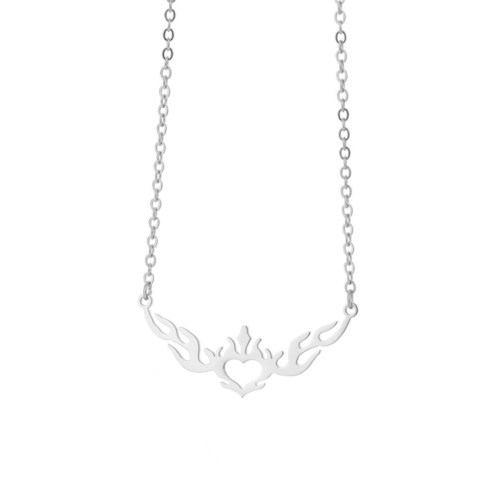 Hollow Heart Flame Wings Necklaces For Women Stainless Steel Gold Plated image 0