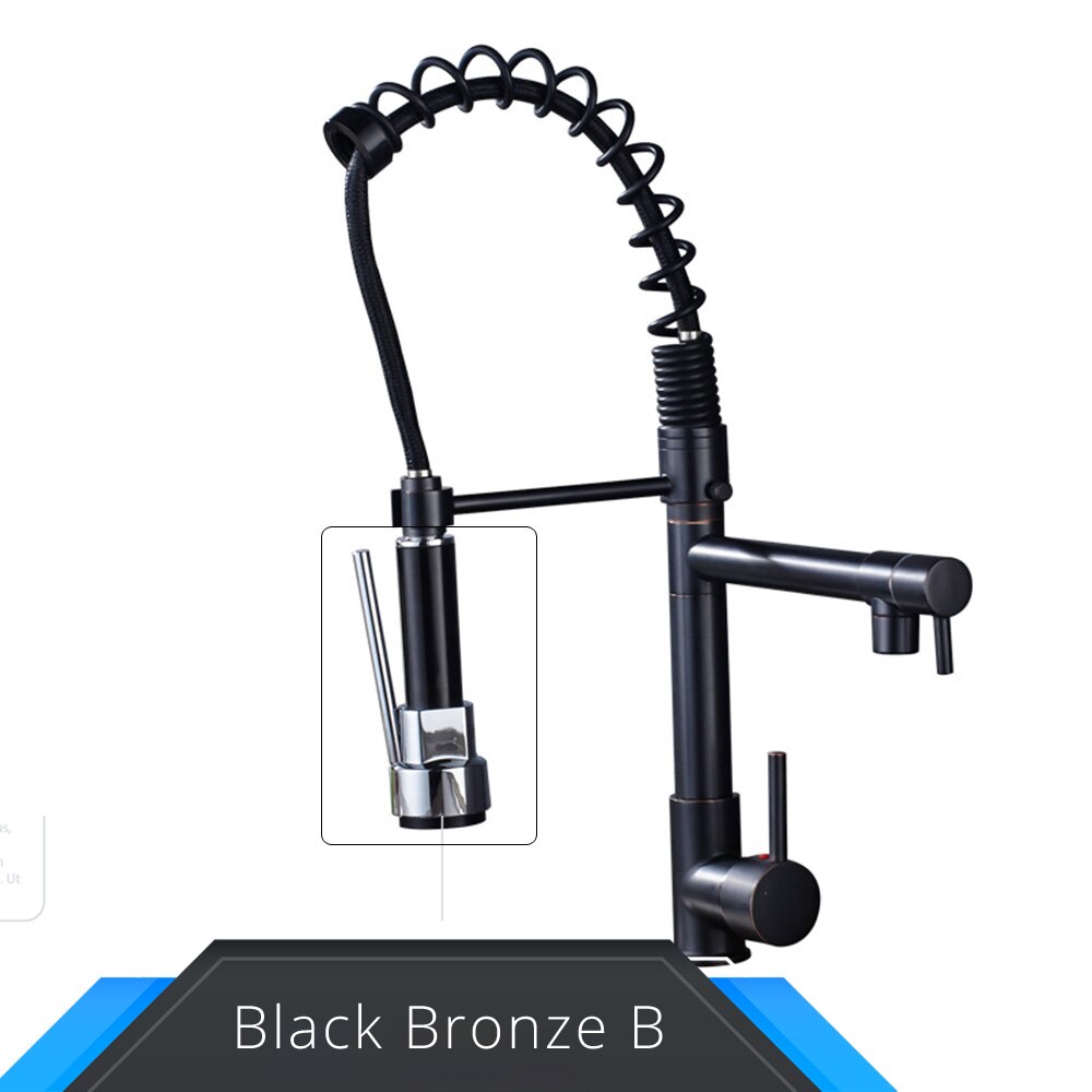 Rozin Black and Rose Golden Spring Pull Down Kitchen Sink Faucet Hot & Cold Wa image 4