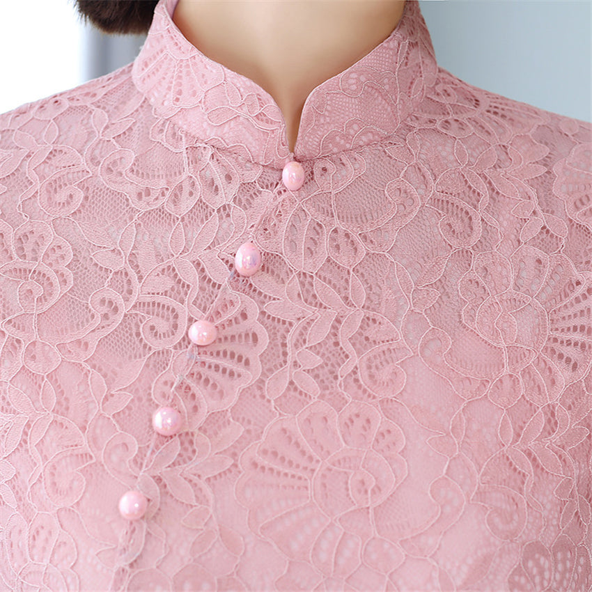 2022 News Summer Aodai Vietnam Qipao Dress for Women Traditional Clothing Lace image 6