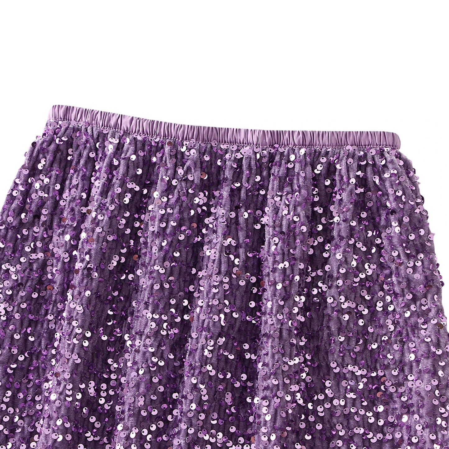 Women Elegant Shiny Sequined Long Skirt Summer Fall Elastic Waist Casual Skirts image 10