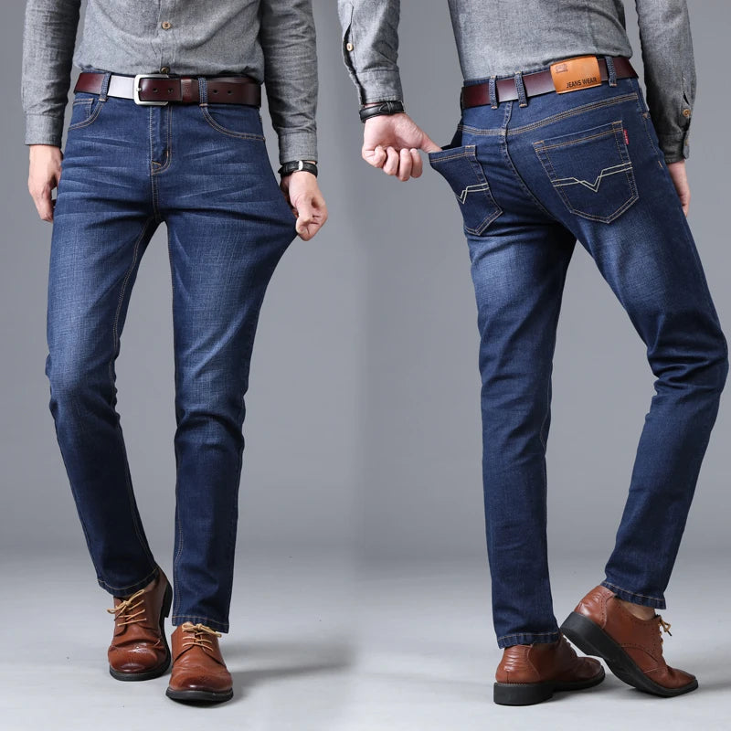 Men's Straight and Versatile Long Jeans, Stretch Style, Men's Jeans, Loose Fitt image 3