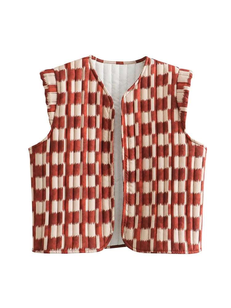 Willshela Women Fashion Printed Sleeveless Jacket Waistcoats Vintage V-Neck Ves image 5