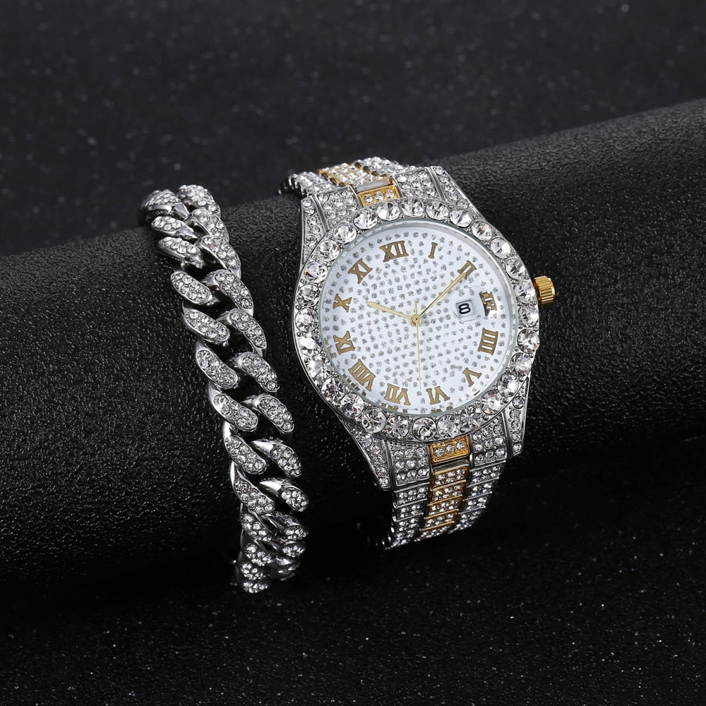 Diamond Men Women Watches Gold Watch Ladies Wrist Watch Luxury Rhinestone Unise image 4