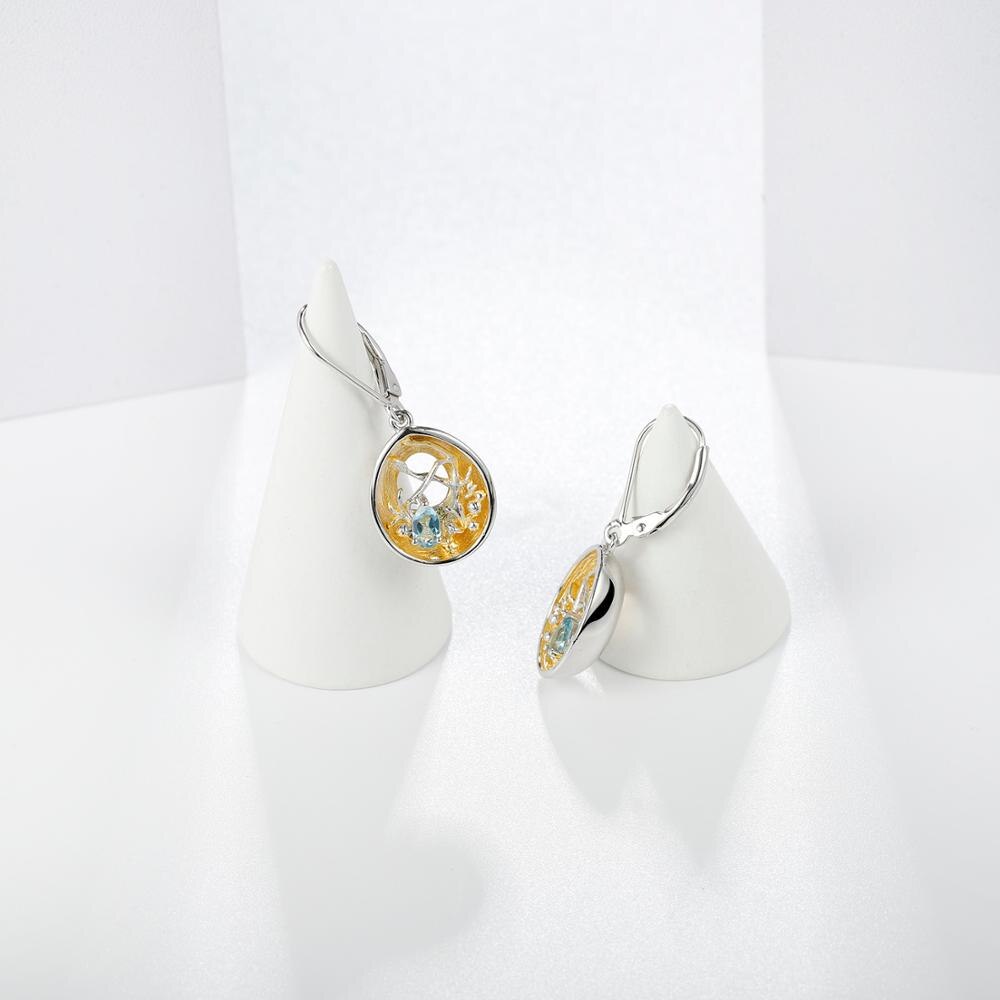 GEM'S BALLET Natural Swiss Blue Topaz Earrings for Women 18k Gold over 925 image 5
