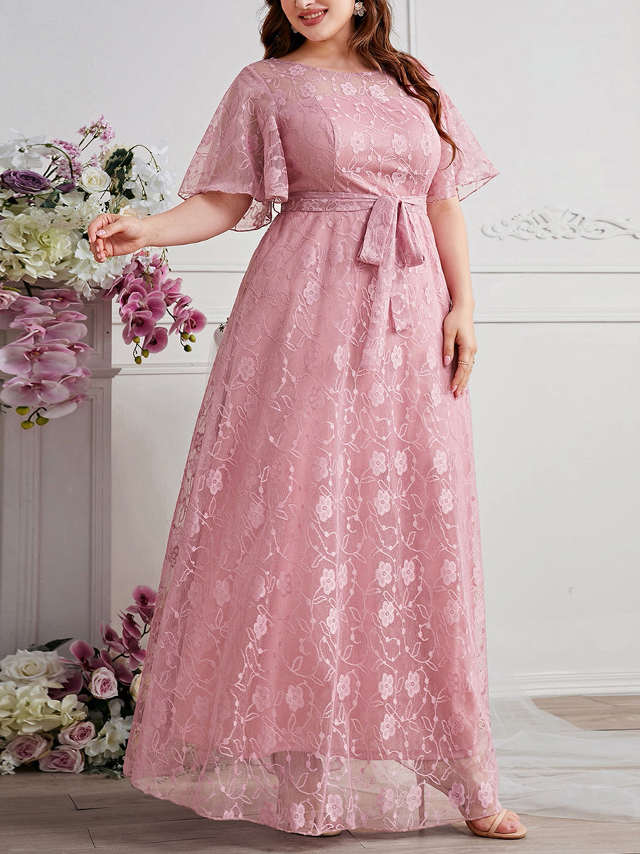 Women Plus Size Dress Elegant V-Neck Sleeveless Floral Print Maxi Dress with Be image 5