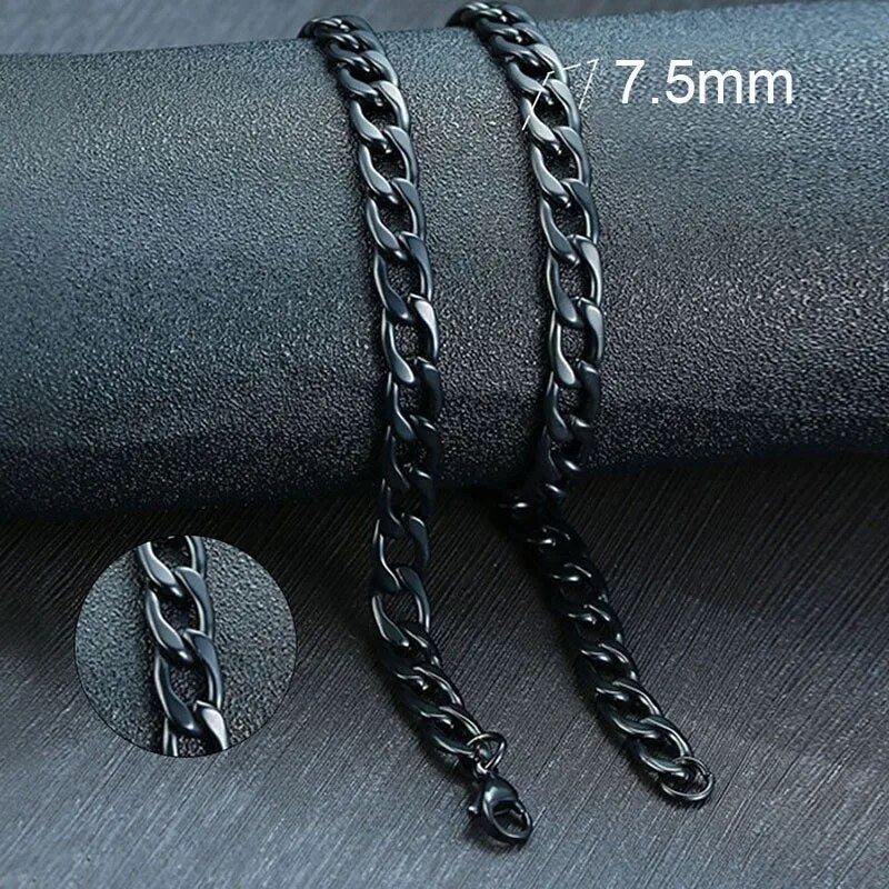 Vnox Men's Cuban Link Chain Necklace Stainless Steel Black Gold Color Male Chok image 15
