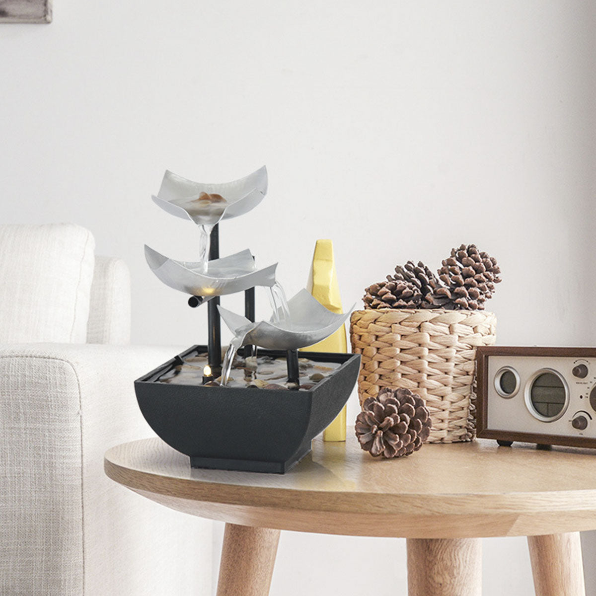 Tabletop Fountain Desktop Fountain 3-Tier Indoor Relaxation Fountain Tabletop O image 3