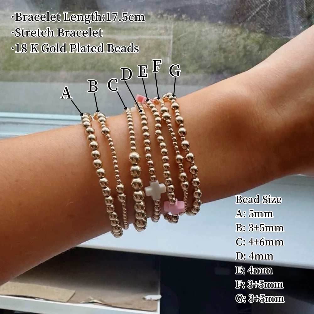 CCGOOD Stacked Gold Color Ball Beads Bracelets for Women Christ Cross Bracelet image 1