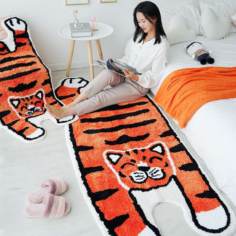 Tiger Carpet for Living Room Cute Cartoon Bedroom Rugs Anti Slip Bedside Kids R image 7