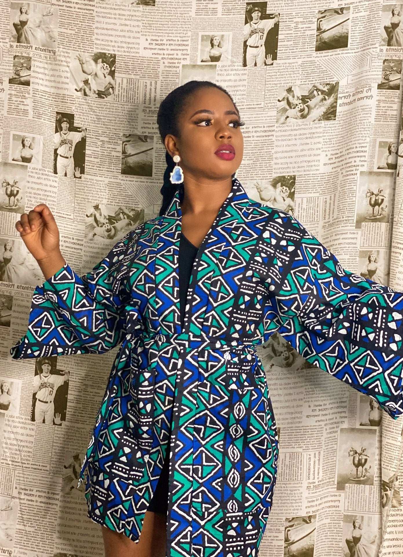 African Printing Dress Women's Fashion Kimono Cardigan Coat Dashiki Geometric image 0