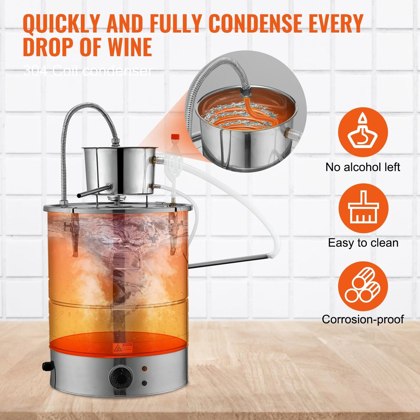 VEVOR 30/50L Stainless Steel Alcohol Distiller Alcohol Still Essential Oil Brew image 4