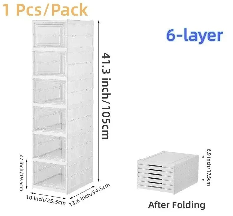 6 Layers Shoes Box Foldable Transparent Sneaker Shoe Storage Organizers Box Sta image 1