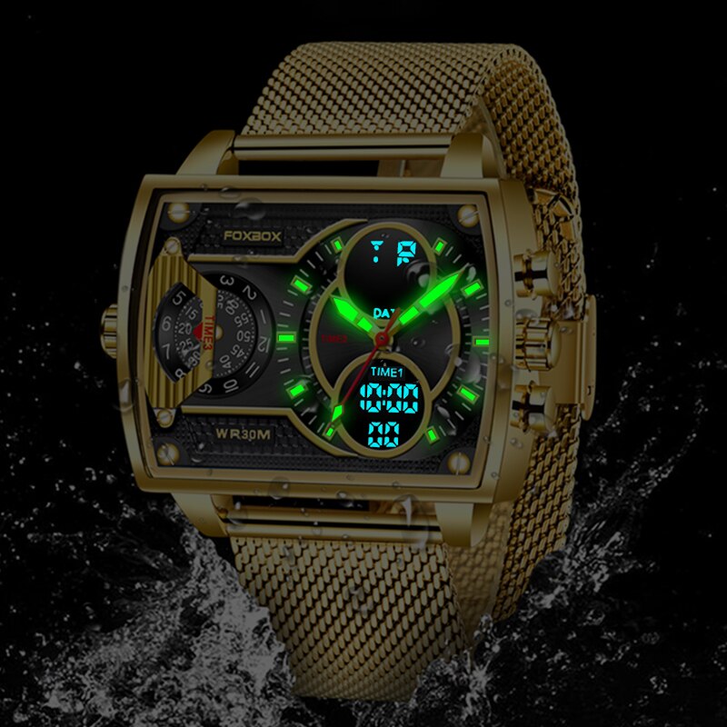 2023 Men Watch Gold Quartz Led Clock Men Sport Waterproof Wrist Watch Male Mili image 4