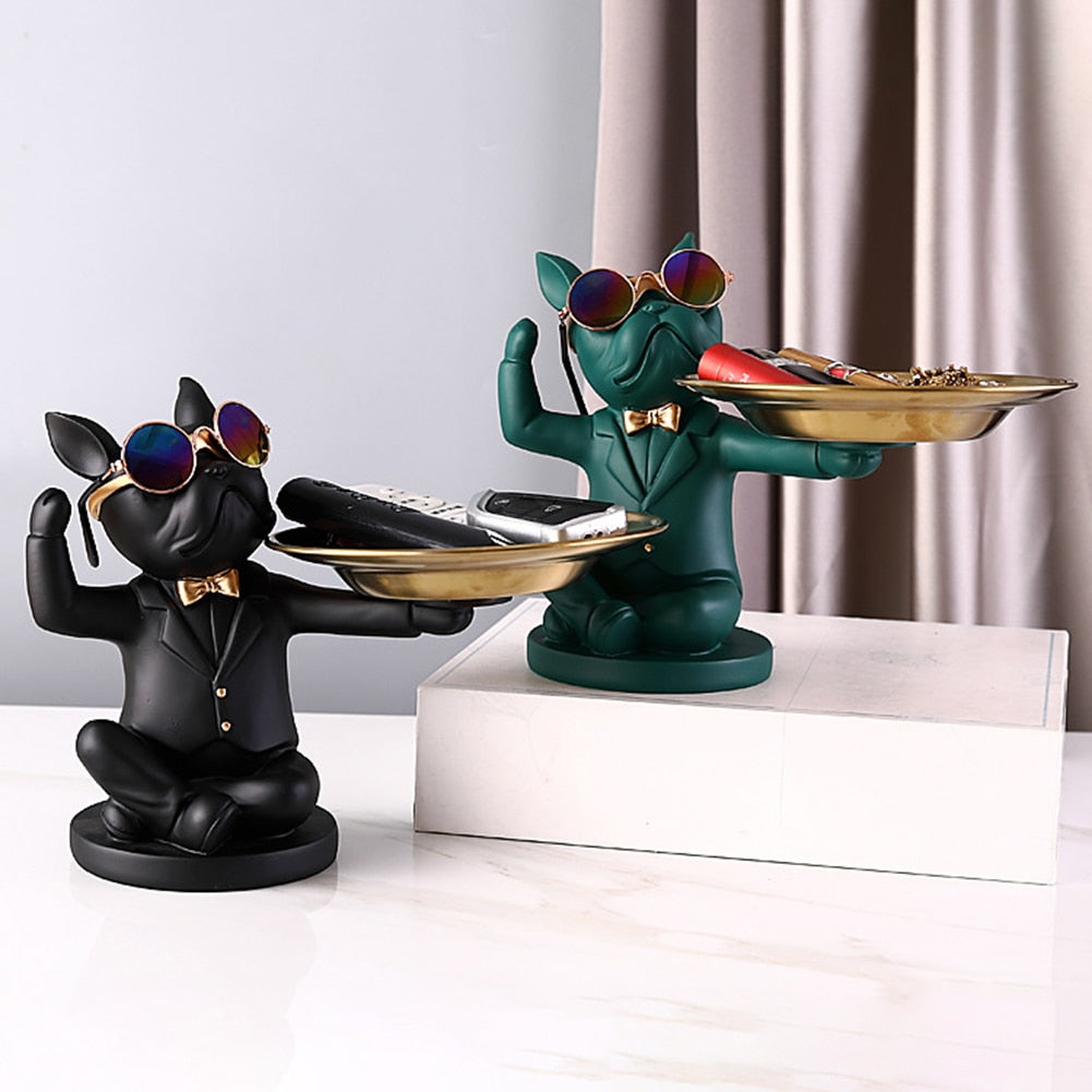 Nordic French Bulldog Sculpture Dog Statue Jewelry Storage Table Decoration image 8