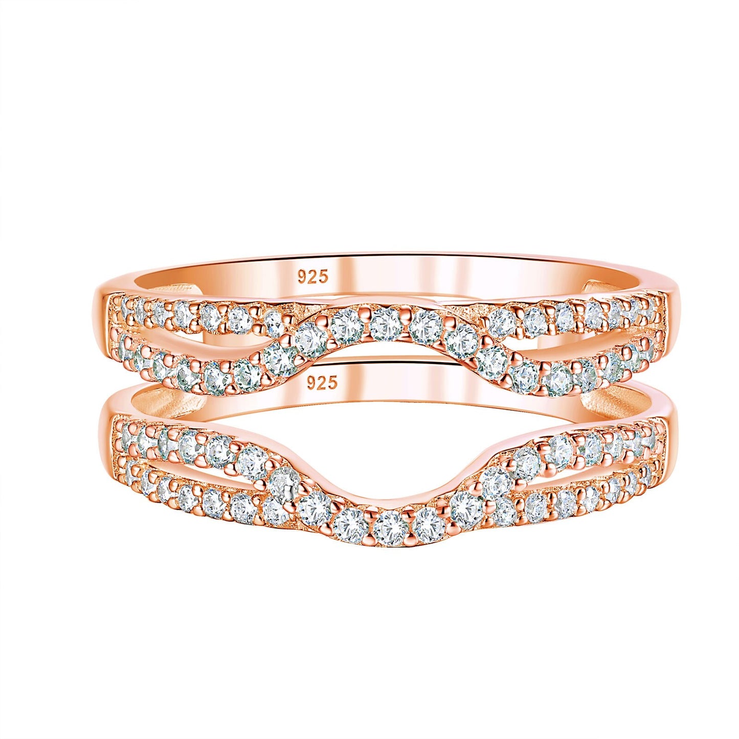 Newshe Multi-tone Gold Color Hollow Wedding Rings For Women Solid 925 image 3