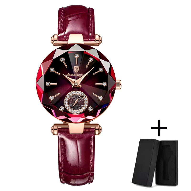 POEDAGAR Watch for Women Luxury Jewelry Design Rose Gold Steel Quartz Wristwatc image 2