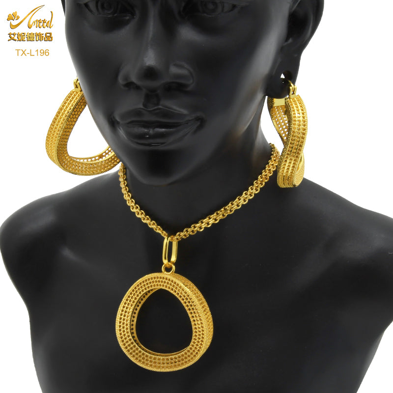 ANIID Nigerian Wedding Jewelry Set Gold Color African Necklace Pendant Sets For image 8