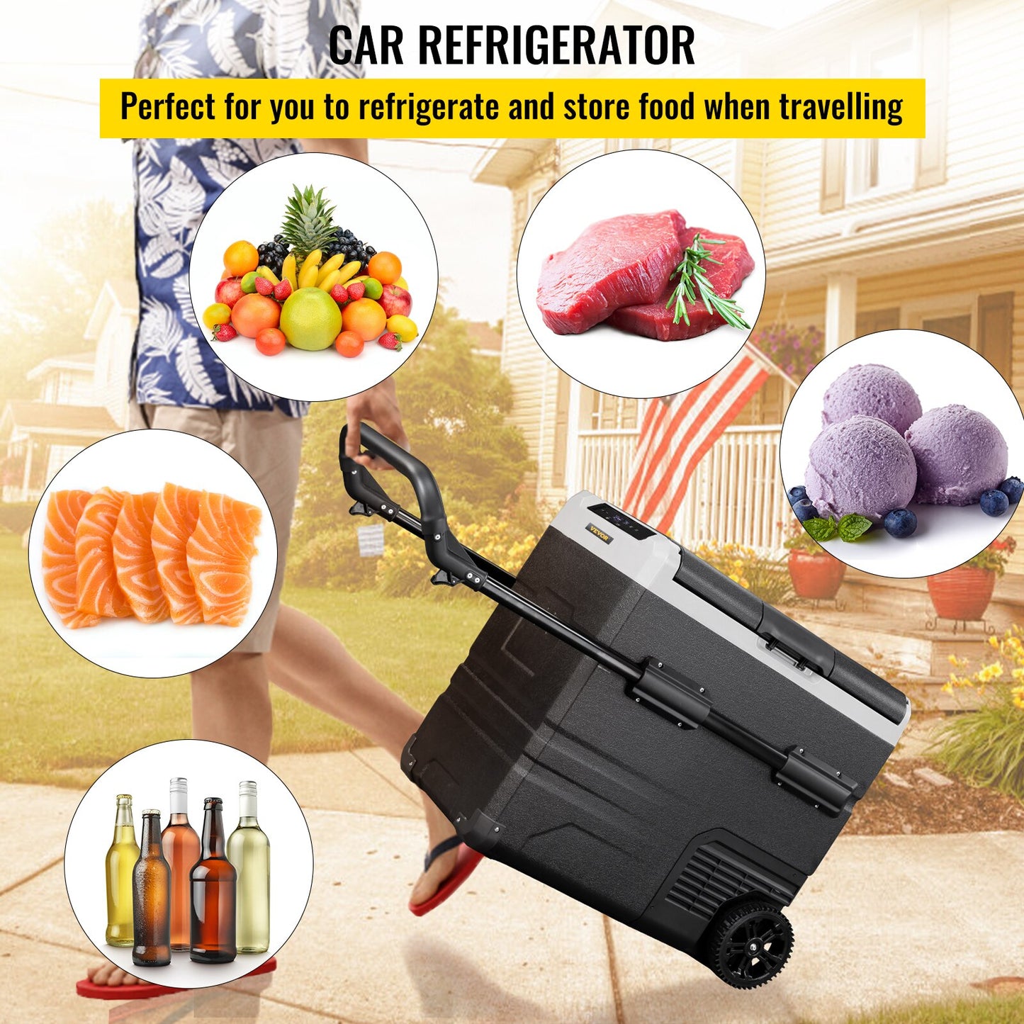 VEVOR 45L 55L 75L 95L Car Refrigerator Portable Compressor Freezer Fridge Dual image 5