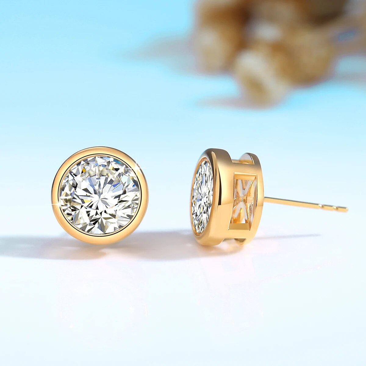 Szjinao Moissanite Earrings 18k Gold 100% Real With Certificate Luxury AU750 Je image 2