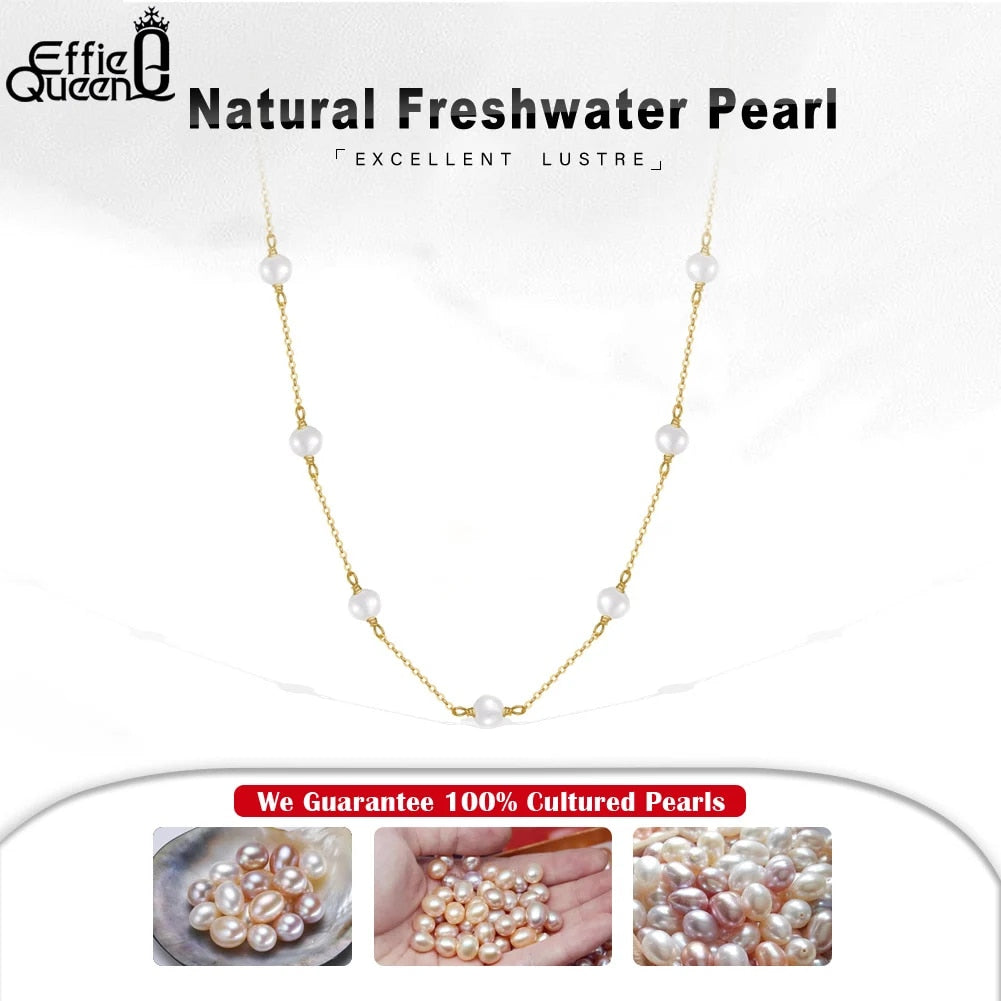 EFFIE QUEEN 14K Gold Plated Natural Baroque Pearl Choker Necklace for Women 925 image 2