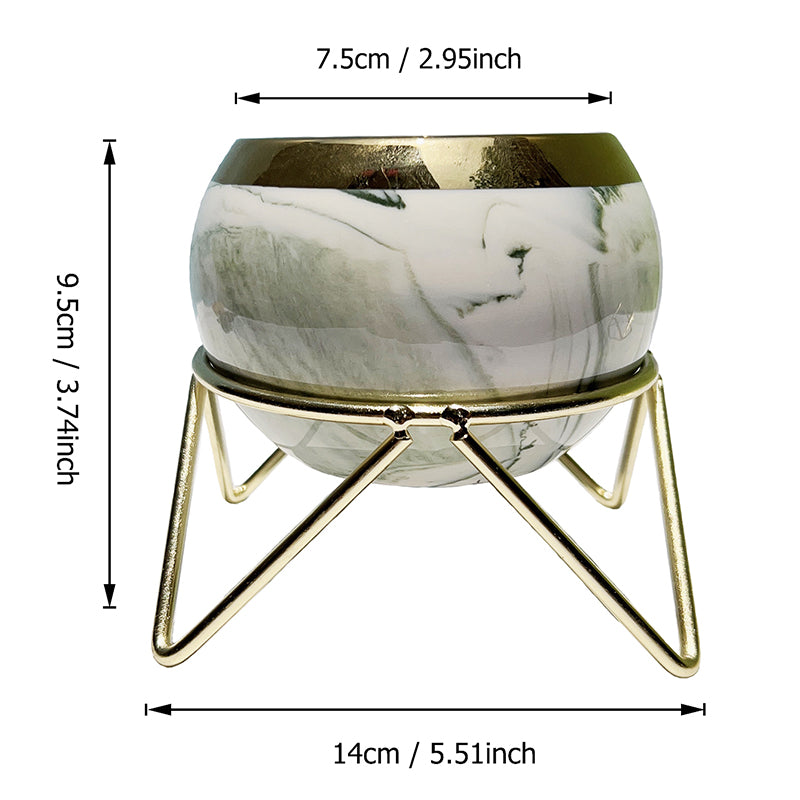Nordic INS Style Luxury Gilded Ceramic Small Flowerpot with Golden Bracket Crea image 9