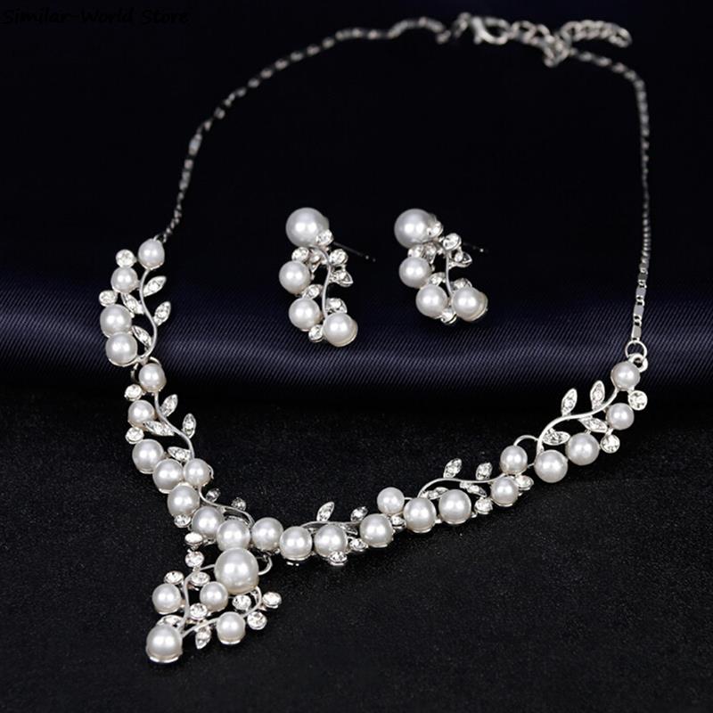 KvJJL Pearl Jewelry Sets For Women African Beads Jewelry Set Wedding Imitation image 3